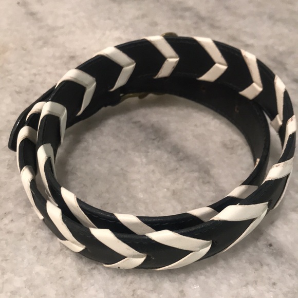 Ralph Lauren Nautical Braided Belt Navy Blue and White Womens Size 28/29 Leather - Picture 2 of 6